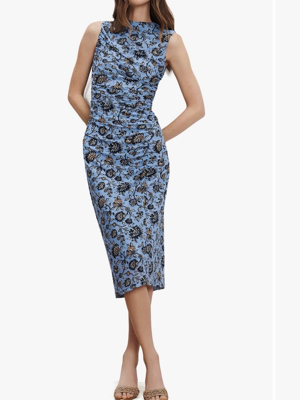 Veronica Beard Light Blue Floral Sleeveless Sheath Dress Sylviani size L NWT